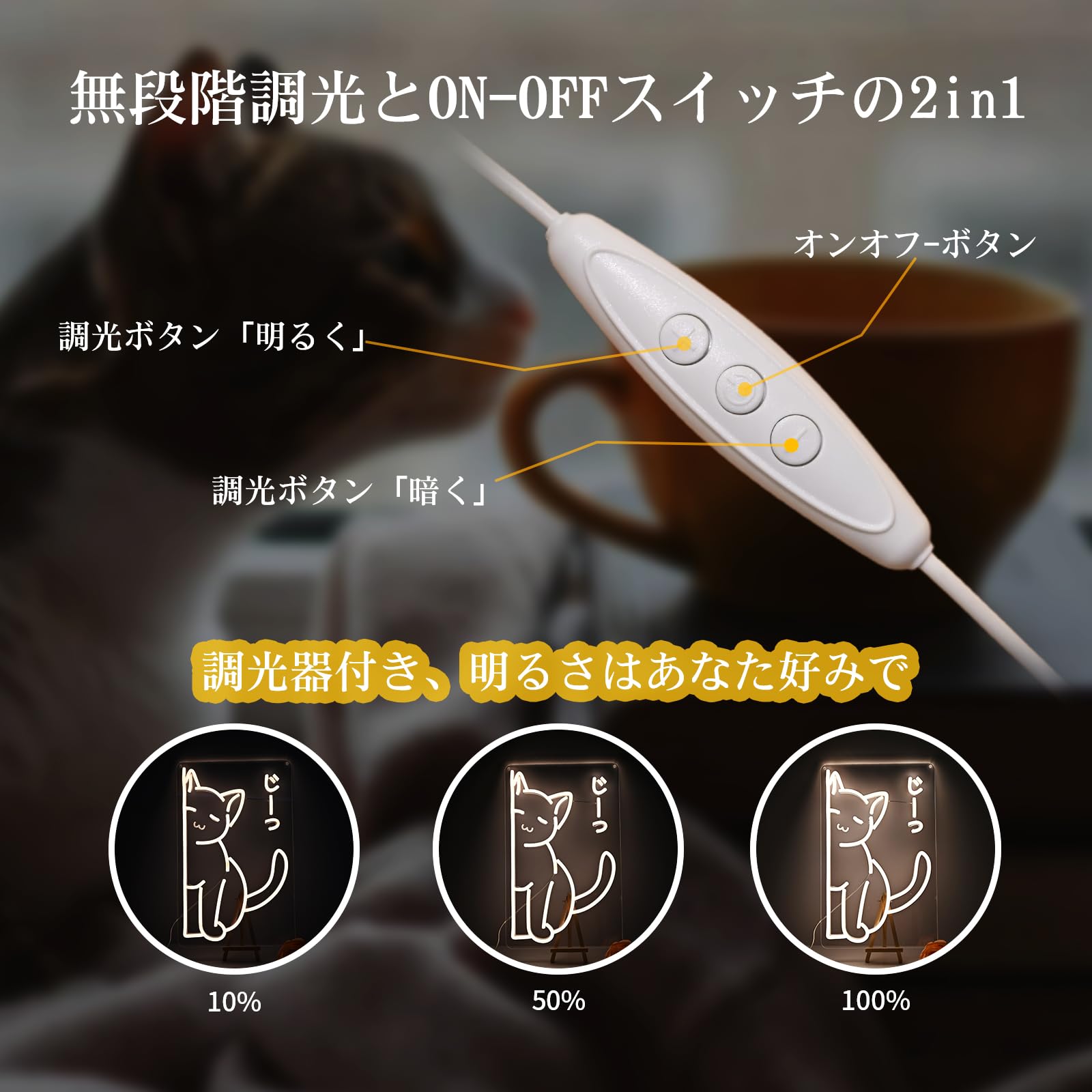 Amazon | プランゾ（Planzo）覗き猫ネオンサイン 猫好き Neko Art